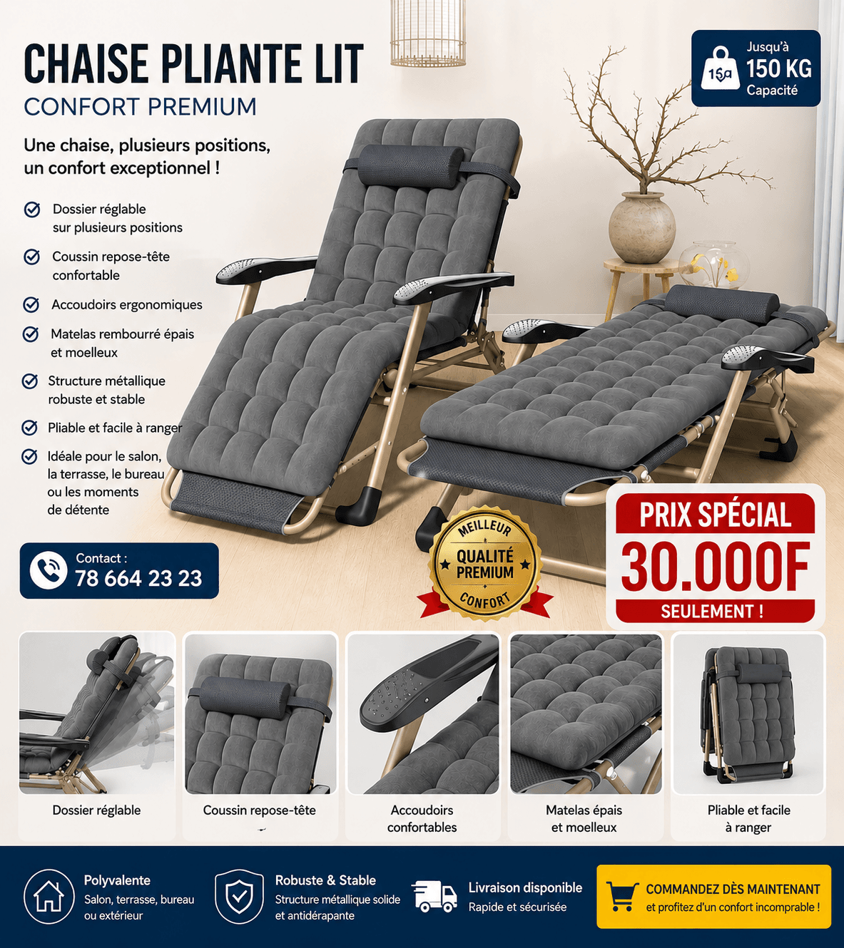 Chaise Pliante Lit Confort